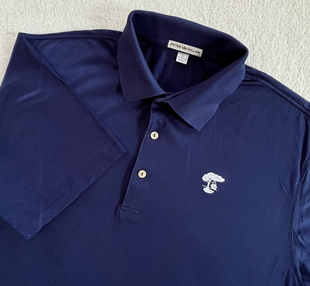 Peter Millar Sapphire Navy Blue Premium Golf Performance Polo Shirt Men's Large